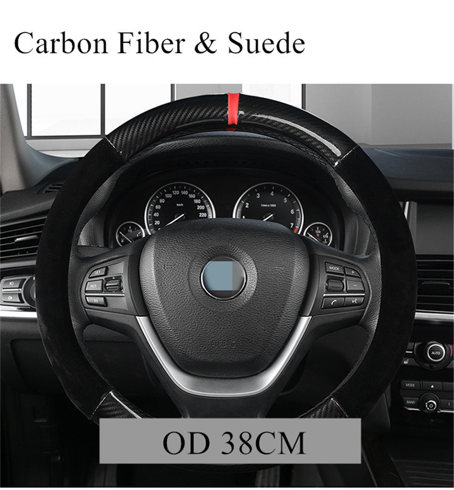 Dshape 38CM Deluxe Race Car Steering Wheel Cover Black Carbon Fiber