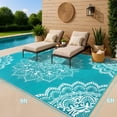 thumbnail image 3 of Findosom 6'x9' Outdoor Rugs Large Patios RV Outdoor Rug Reversible Waterproof Camping Rugs Portable Plastic Straw Outdoor Area Rug for Camping, RV, Balcony, Patio, Picnic,Teal, 3 of 8