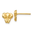 thumbnail image 1 of 14k Yellow Gold Elephant Stud Earrings Ball Button Animal Wild, 1 of 7