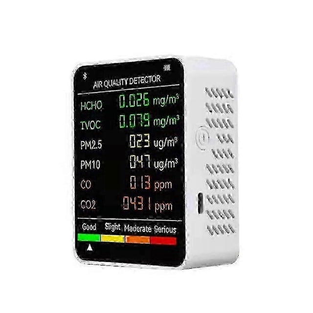 6-in-1 Air Quality Detector for PM2.5 PM10 HCHO TVOC CO CO2 with LCD Display