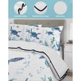 thumbnail image 4 of Blue Green Sea Turtle Twin Size Down Alternative Comforter, Lightweight Comforter Quilt Bedding Set with Pillow Shams Summer Ocean Coral Fish Seahorse All Seasons Bed Comforter Duvet Insert 68"x86", 4 of 7