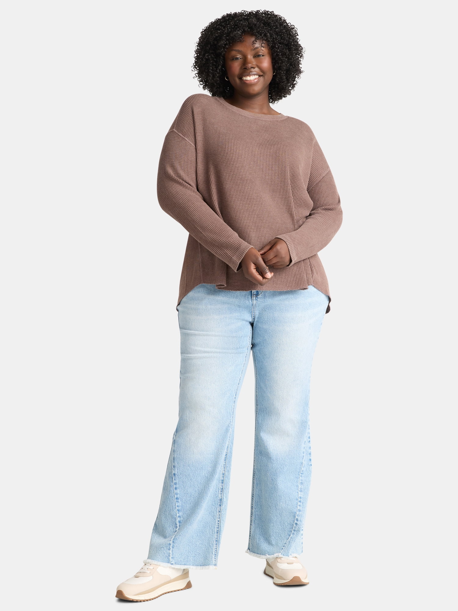 Terra & Sky Women’s Plus Waffle Knit Tunic Top, Sizes 0X-5X