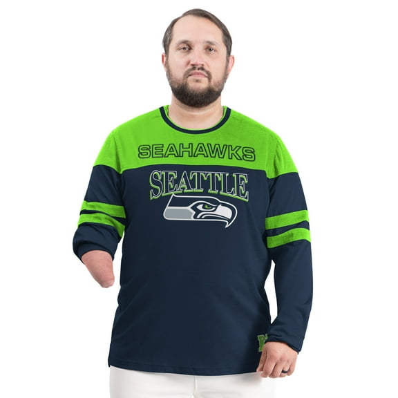 Men's G-III Sports by Carl Banks College Navy/Neon Green Seattle Seahawks Adaptive Outlast Long Sleeve T-Shirt