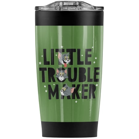 Tom And Jerry/Little Trouble Maker Stainless Steel Tumbler 20 oz Coffee Travel Mug/Cup Vacuum Insulated & Double Wall with Leakproof Sliding Lid | Great for Hot Drinks and Cold Beverages