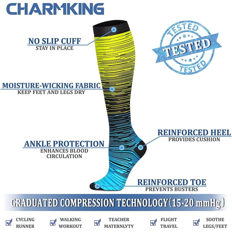 BEVTEE Compression Socks Knee High 6-Pair, L/XL photo 5