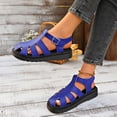 thumbnail image 4 of KIJBLAE Women's Fisherman Platform Sandals, Closed Toe Cutout Design with Adjustable Buckle, Plus Size Retro Comfort Footwear Blue 36, 4 of 9