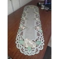 thumbnail image 2 of Doily Boutique Table Runner with Gold Daisy Flowers on Sage Green Burlap Linen Type Fabric, Size 35 x 15 inches, 2 of 6