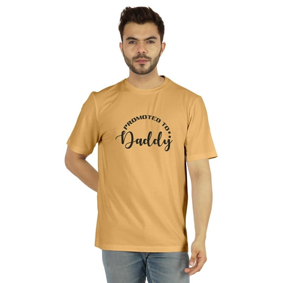 Inkmeso Men's Graphic Printed Promoted To Daddy Tshirt Crew Neck Tee For First Time Daddy