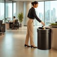 thumbnail image 5 of Home Zone Living 18 Gallon Black Stainless Steel Semi-Round Flat Back Open Top Commercial Trash Can, 5 of 5