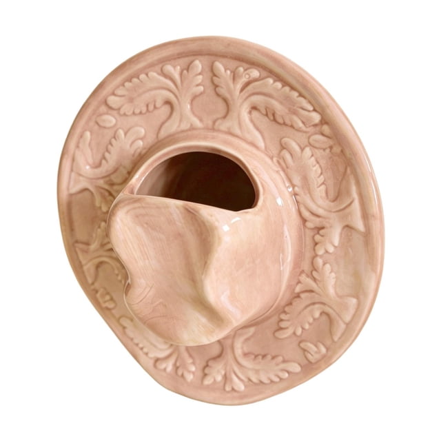 Jarrón de cerámica con forma de sombrero de vaquero, centro de mesa decorativo para el hogar, jarrón con forma de sombrero de temática occidental para Rosa