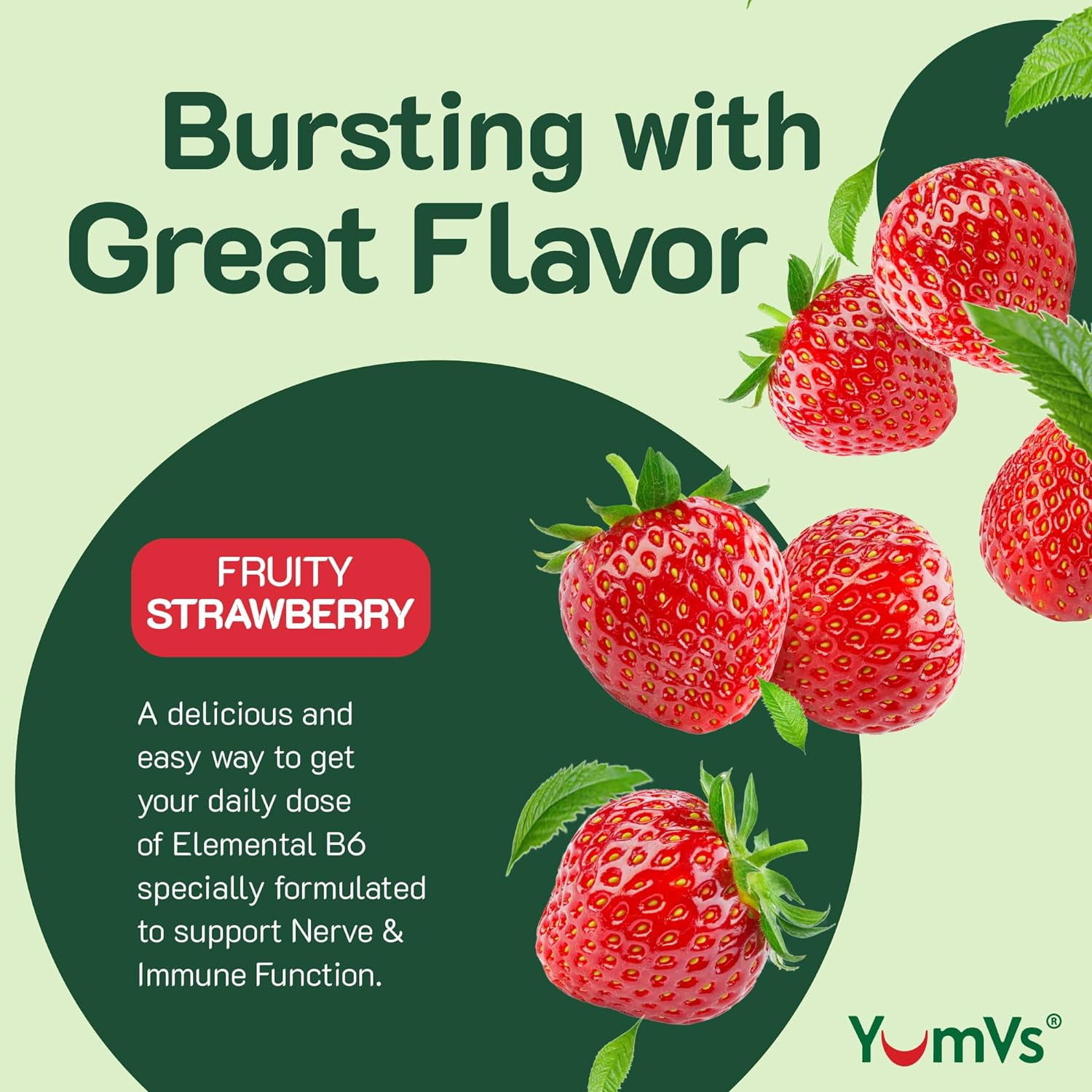 YUM-V'S 100mg Vitamin B6 Gummies Health Supplement for Nerve Function, Strawberry, 60 Count, 2-Pack