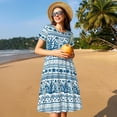 thumbnail image 4 of Naloa Sea Underwater Jellyfish Print Womens Summer A-Line Dress with Pockets,Short Sleeve Dresses,Flowy Beach Swing Dress for Vacation Travel, 4 of 6