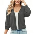 thumbnail image 4 of TKLPEHG Women's Classic 3/4 Sleeve Cardigan Open Front Cropped Cardigan Sweater Knit Short Jackets (Gray,M), 4 of 9