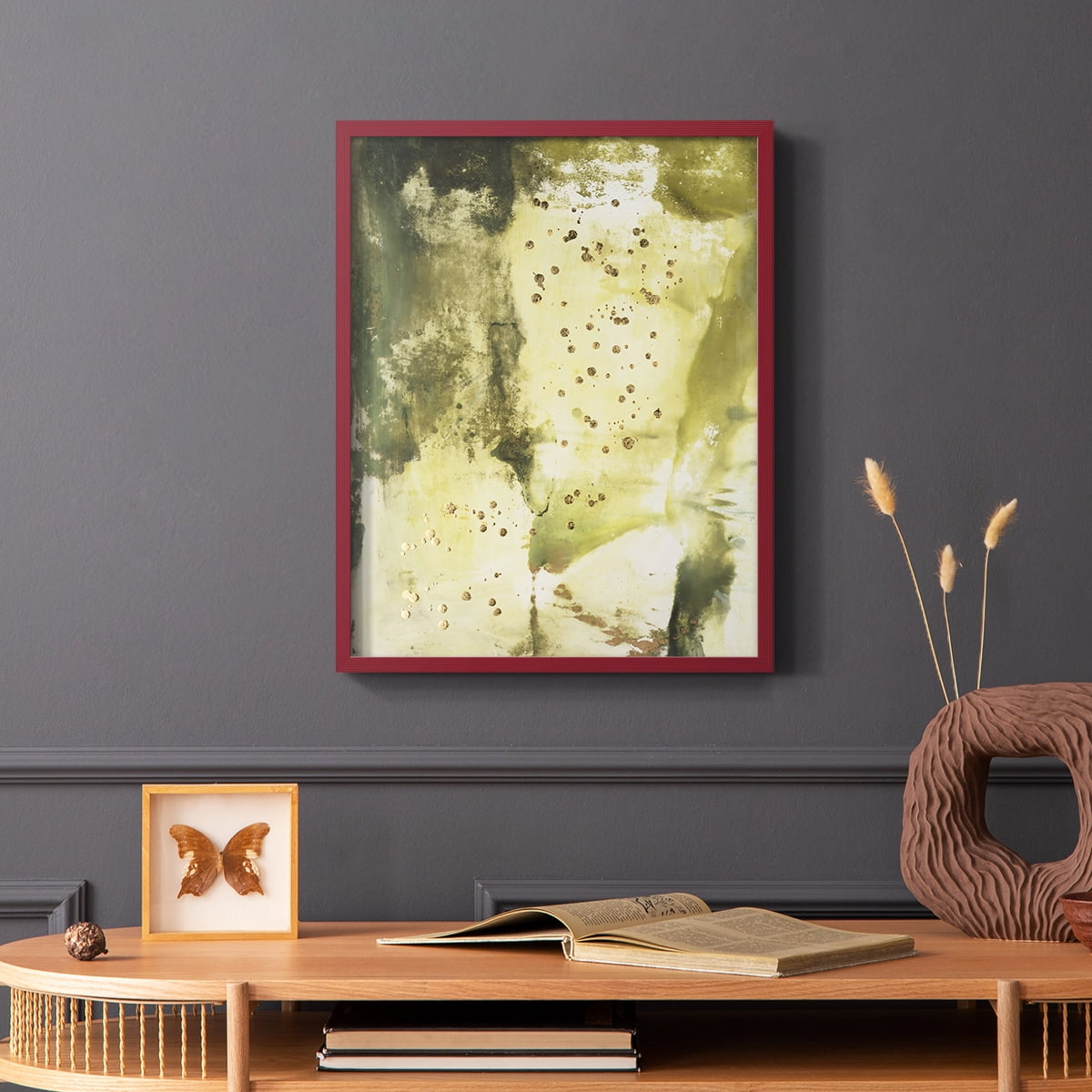 Canyon Diptych II Framed Print in Red Solid Wood Framed Print No Nail Hanging
