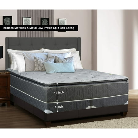 WAYTON, 13-Inch Meduim Plush Foam Encased Hybrid Pillowtop Innerspring Mattress And 4-Inch Metal Box Spring/Foundation Set, No Assembly Required, Good For The Back, King Size 79" x 78"