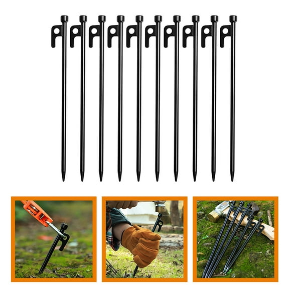WINOMO 10pcs Convenient Sand Stakes Cast Iron for Beach Camping and Outdoor Use
