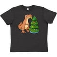 thumbnail image 3 of Inktastic Tyrannosaurus Rex Decorating Christmas Tree Youth T-Shirt, 3 of 5