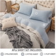 thumbnail image 4 of PURE ERA Jersey Knit 4pc Bed Sheet Set 100% T-Shirt Cotton Super Soft Comfyï¼Light Blue, Queen), 4 of 9