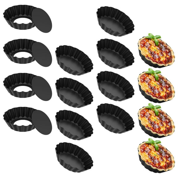 16 Pcs Mini Tart Pan Nonstick Carbon Steel Egg Tart Mold with Removable Bottom Multipurpose Mini Pie Pan for Restaurant Bakery Buffet Party