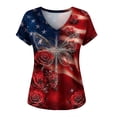 thumbnail image 4 of HOWPAY Womens 250th Anniversary USA Shirt Short Sleeve V Neck Patriotic Tee American Flag Graphic Independence Day Loose Fit Casual T-Shirt Red4 S, 4 of 4