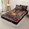 thumbnail image 2 of Castle Fairy Vibrant Oil Lamp African Woman Zipper Full Size Comforter Sets with Fitted Sheet and 2 Pillowcases,Graffiti Tribal Art Zipper Bedding Set,Black Red Blue,Grey Reversible,4pcs, 2 of 6
