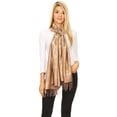 thumbnail image 5 of Sakkas Mia Reversible Brocade Paisley Scarf Wrap Shawl Soft and Light - Camel - One Size Regular, 5 of 5