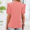 thumbnail image 5 of Cmfcve Women's Tunic Tops V Neck Puff Short Sleeve T Shirt Casual Dressy Blouses Solid Color Loose Fit Summer Blouse, 5 of 6