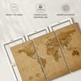 thumbnail image 6 of Elephant Stock World Map Antique Style I Wall Art - Horizontal Multi Panel Canvas - Living Room Wall Decor - Map Multi Panel - Orange And Brown Decor By Michael Tompsett - 57" x 36", 6 of 8