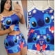 thumbnail image 1 of Conjunto de yoga de dos piezas europeo y americano para mujer, conjunto de pantalones cortos deportivos con estampado digital de dibujos animados bonitos, 1 of 3