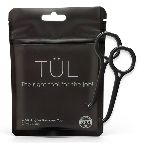 TÜL | Only Invisalign Remover Tool Made in The USA | Lifetime Replacements | Ortho Recommended Aligner Remover Tool & Retainer Remover Tool | Black 2 Pack | Top Invisalign Accessories