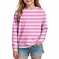 thumbnail image 2 of Ashirexll Girls Long Sleeve Shirts Gradient Striped Print Long Sleeve Casual Top for Big Girls 3-14 Years, 2 of 7