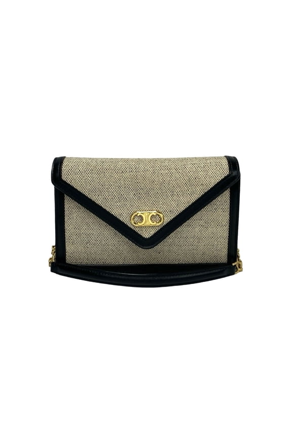 Pre-Owned CELINE Triomphe Chain Shoulder Bag in Canvas and Leather, Mini Pochette,... (Good)