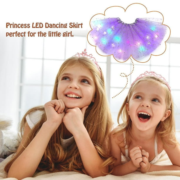 Falda tutú de baile con luz LED para niñas y princesas, vestido de ballet para fiesta elegante