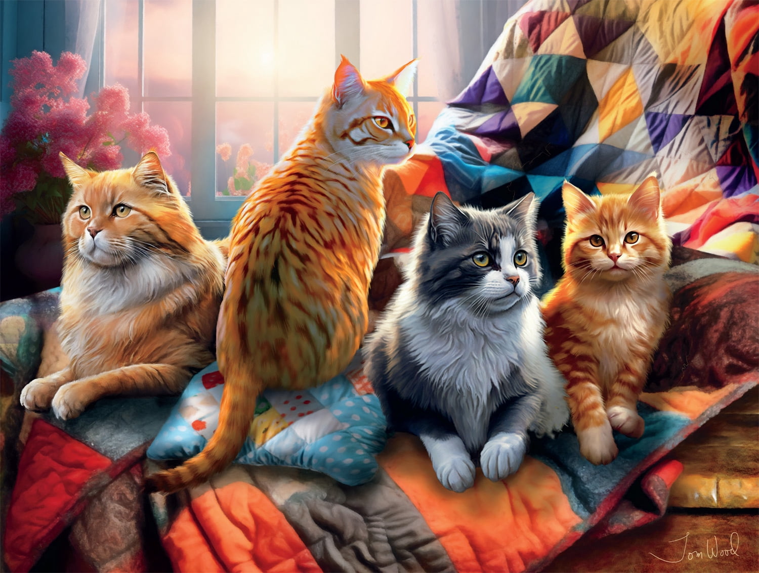 Buffalo Games 750-Piece Cats and Quilts Interlocking Jigsaw Puzzle for Adults Ages 14+