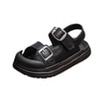 thumbnail image 4 of (0-3.5Years) Boys Girls Vintage Double Buckle Sandals Closed Toe Anti-Kick Soft Non-Slip Sole Summer Shoes for Toddler Baby Kids Black 6.5 Toddler(23), 4 of 8