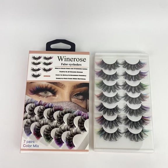 Winerose False eyelashes,7 pairs of colored false eyelashes and makeup artist's colored eyelash extensions