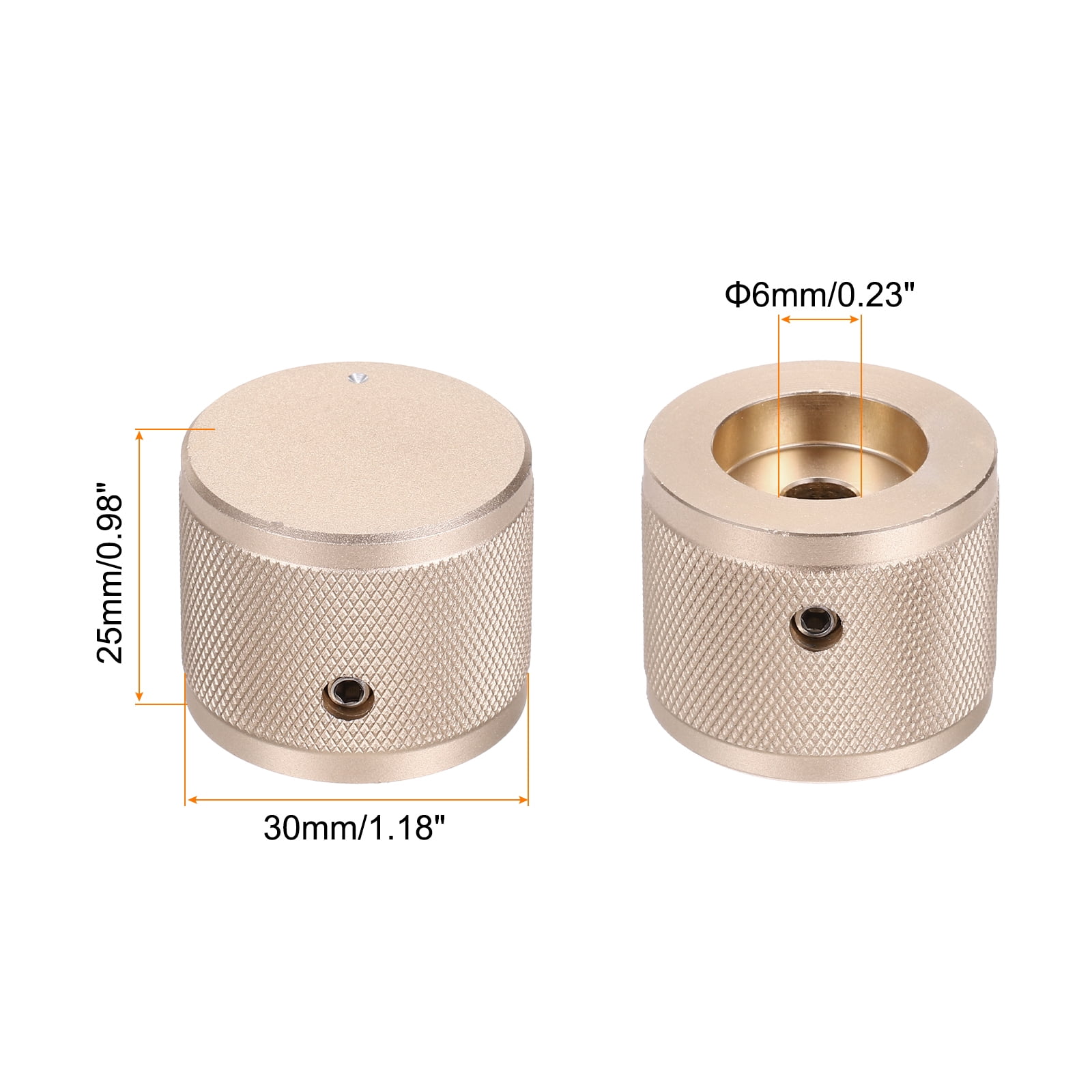 Uxcell 4 Pcs Aluminium Potentiometer Knobs, 1/4" (6mm) Universal Volume Tone Control Knobs with Round Dot Indicator for Guitar, Bass, 1" Gold