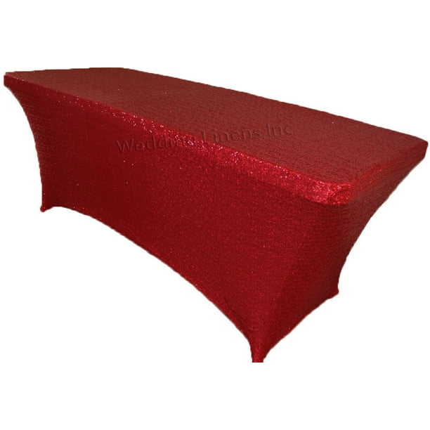 Wedding Linens Inc. 6 Ft Sequin Rectangular Spandex Stretch Elastic