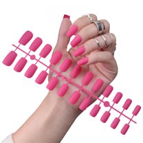 RAGUPEL 24Pcs Glue on Nails for Women,Rose Red Short Nails Press On,Matte Surface Nail Tips Square,Cute Press on Nails for Daily Life,Style3
