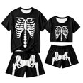 thumbnail image 6 of Halloween Pjs, Halloween Couple Matching Pajamas Set, Black Cool Skeleton Bone Print Short Sleeve Loungewear, Crop Top & Shorts Sleepwear, Soft Cozy Spooky Gothic Nightwear for Summer & Home Wear, L, 6 of 6