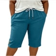 thumbnail image 4 of Ruimatai Womens Capri Cropped Pants Drawstring Elastic Waist Pocket Button Detail Plus Size Casual Vacation Trousers, 4 of 7