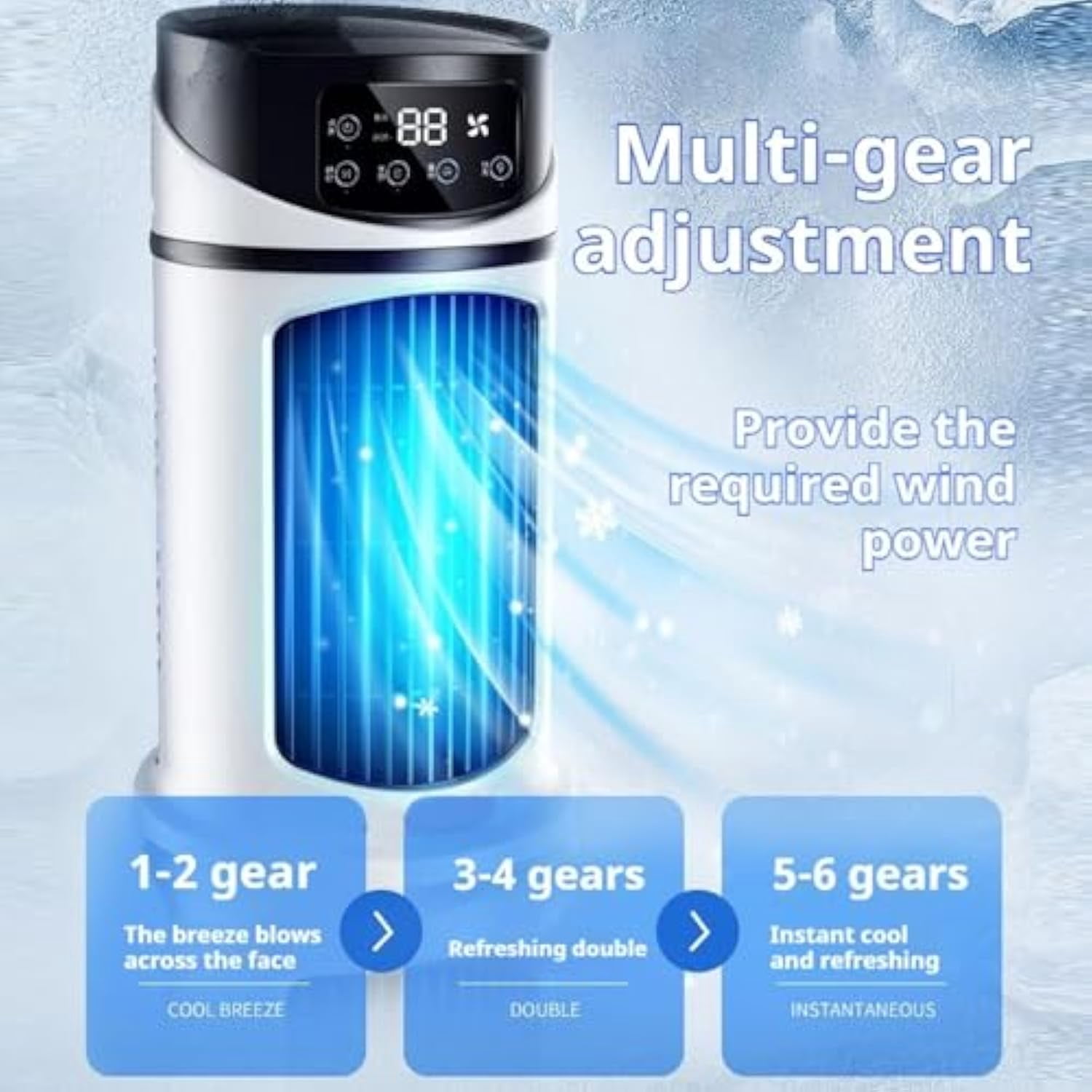 Protec Air-2025 New Protec Air Portable 3 In 1 Air Conditioner,Cooler Humidifier with 6 Wind Speeds,Low Noise Cooling Fan,300ml Large Water Tank,for Room,Desktop,Bedroom,Office,Living Room (1 PCS)