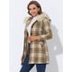 thumbnail image 2 of INSPIRE CHIC Abrigo de invierno de un solo pecho para mujer Gabardina larga a cuadros con capucha Marrón Claro L, 2 of 5