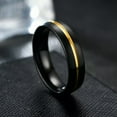 thumbnail image 3 of 18K Gold+Black Plating Titanium Steel Band Ring Men's Anniversary Ring Size 6-13, 3 of 4