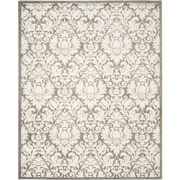 SAFAVIEH Amherst Rosabel Geometric Area Rug, Dark Grey/Beige, 7' x 7' Round