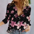 thumbnail image 2 of WZXFASHION Blouses à Manches Retroussables Col en V pour Femmes Tops Économies d'Été Liquidation Chemises pour Femmes, 2 of 5