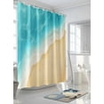 thumbnail image 3 of Boanket Polyester Fabric Aqua Blue Beach Shower Curtain, Summer Seaside Ombre Waterproof Bathtub Curtain Bathroom Decor Set with Hooks 36 x 78 Inches,, 3 of 6