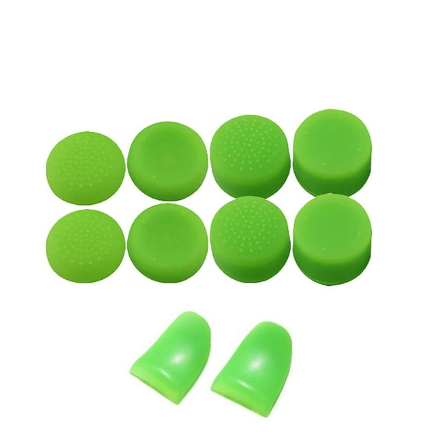 Replacement L2 R2 Buttons Trigger Extender + Silicone Analog Thumb Stick Cap Cover Grip Thumbsticks Joystick for Sony PS4 PS4 Pro Slim Controller (Green)