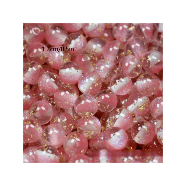 20pcs 12mm Shiny Glitter Gold Foil Round Resin Beads For Diy Phone Charm, Keychain, Bracelet, Car Hanging Decoration