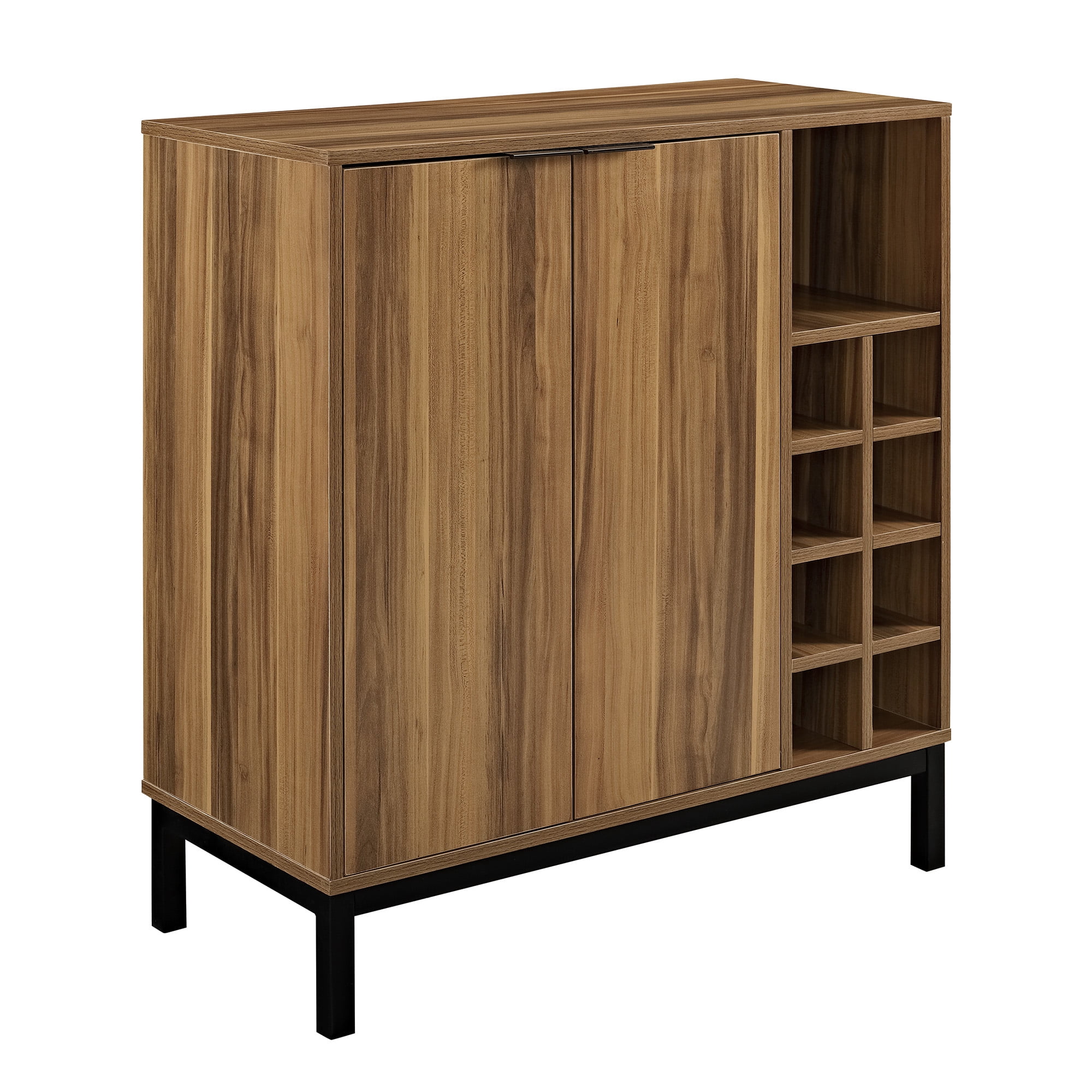 Walker Edison Bar Cabinet with Wine Storage, Teak
